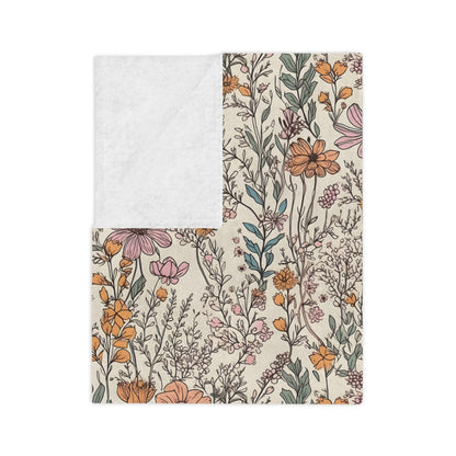 Floral, Velveteen Microfiber Blanket