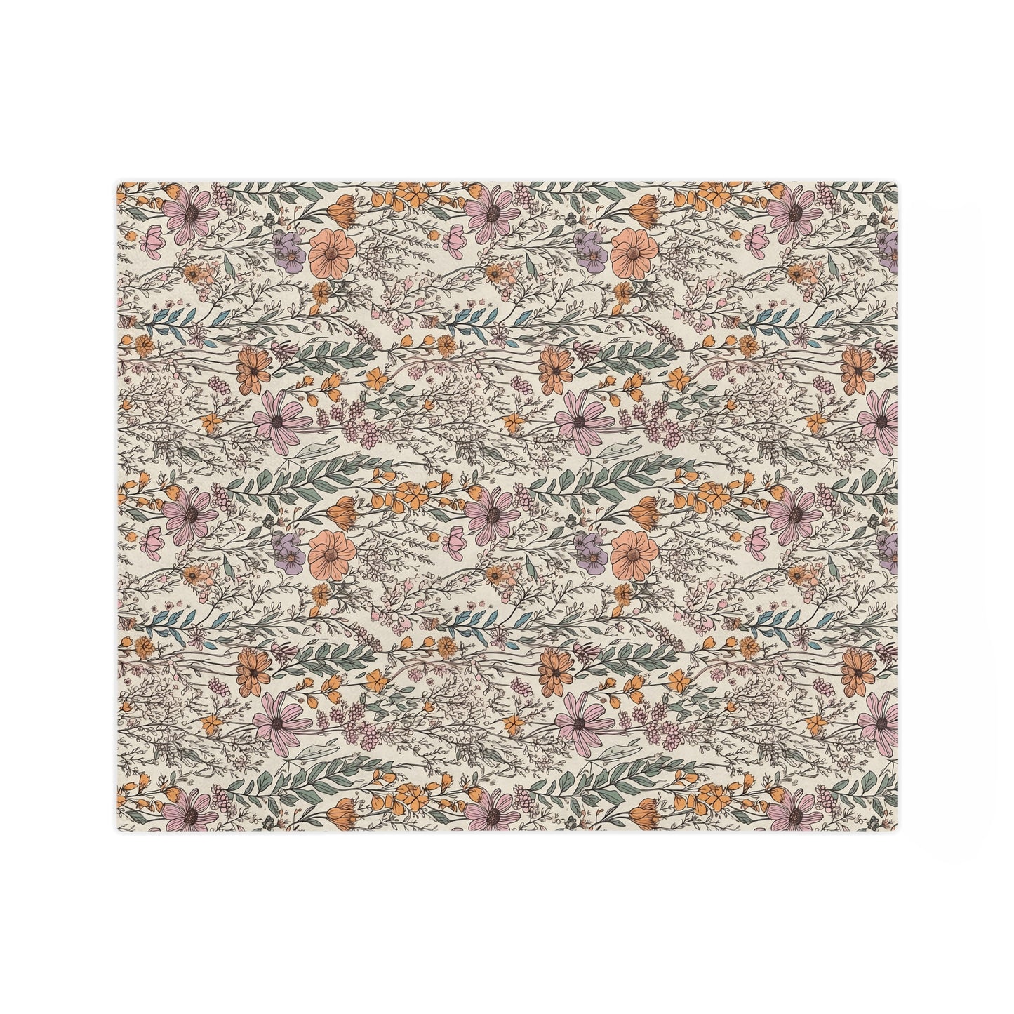Floral, Velveteen Microfiber Blanket