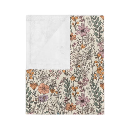 Floral, Velveteen Microfiber Blanket