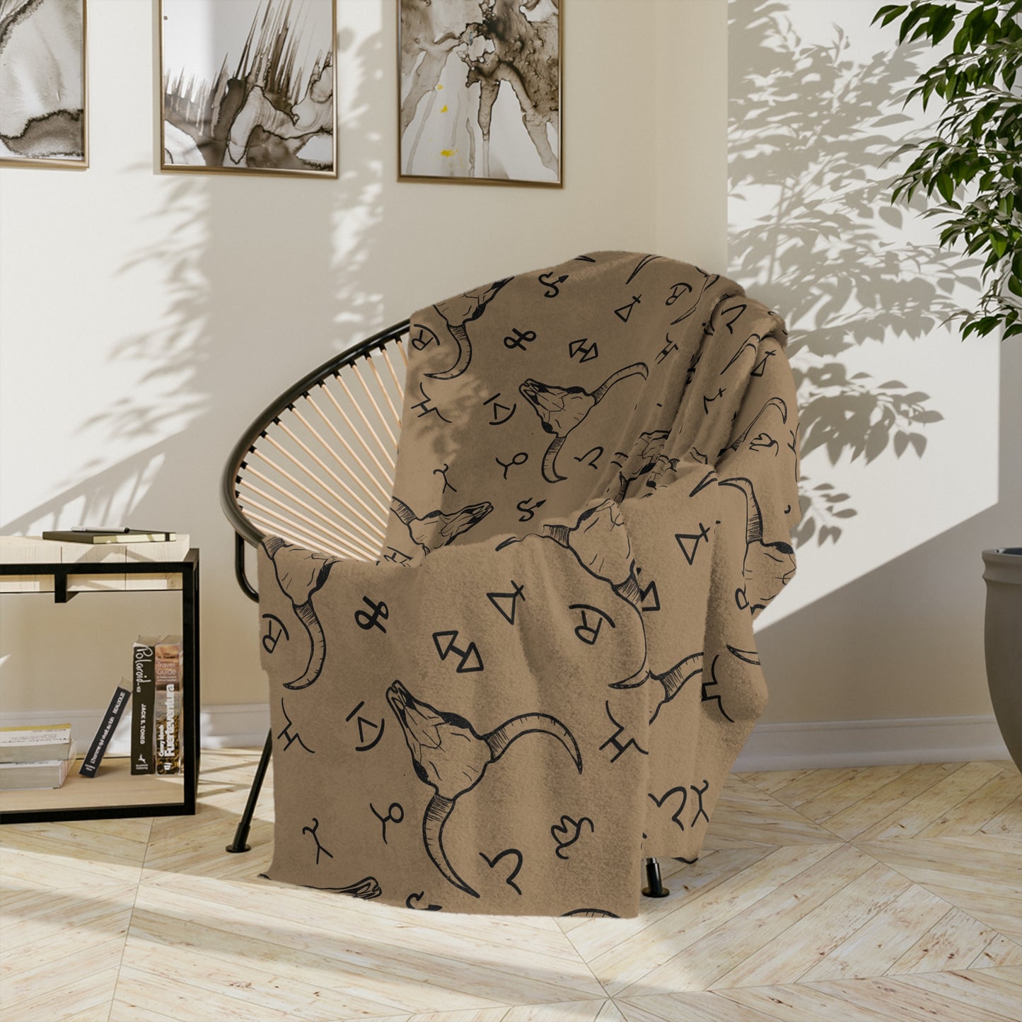 Western Brand Cow Skull, Velveteen Microfiber Blanket