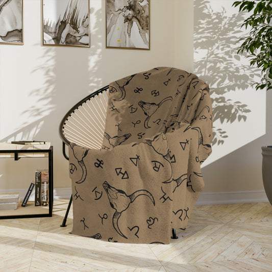 Western Brand Cow Skull, Velveteen Microfiber Blanket
