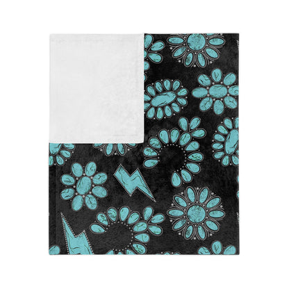 Western Turquoise Velveteen Microfiber Blanket