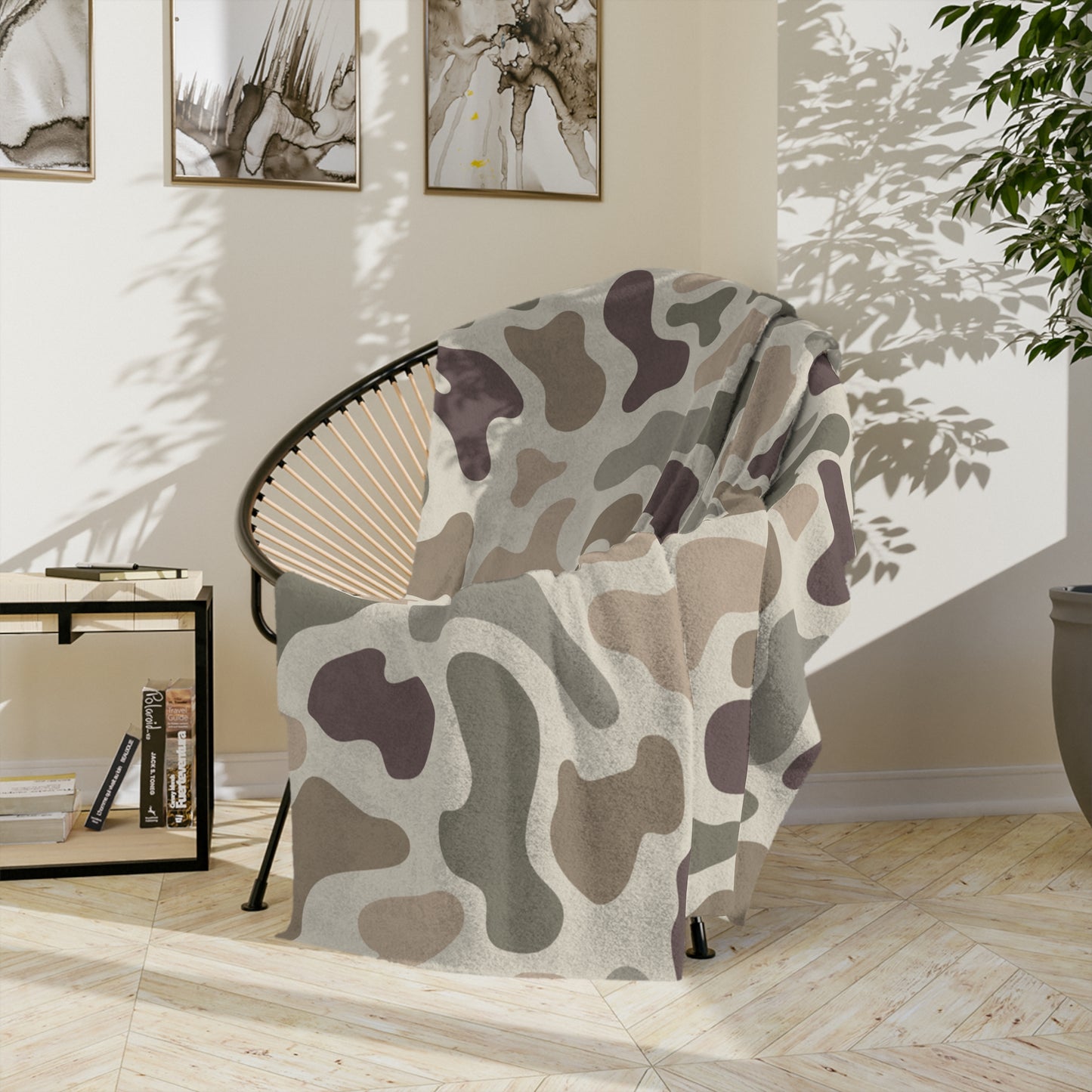 Retro Old School Duck Camo Velveteen Microfiber Blanket