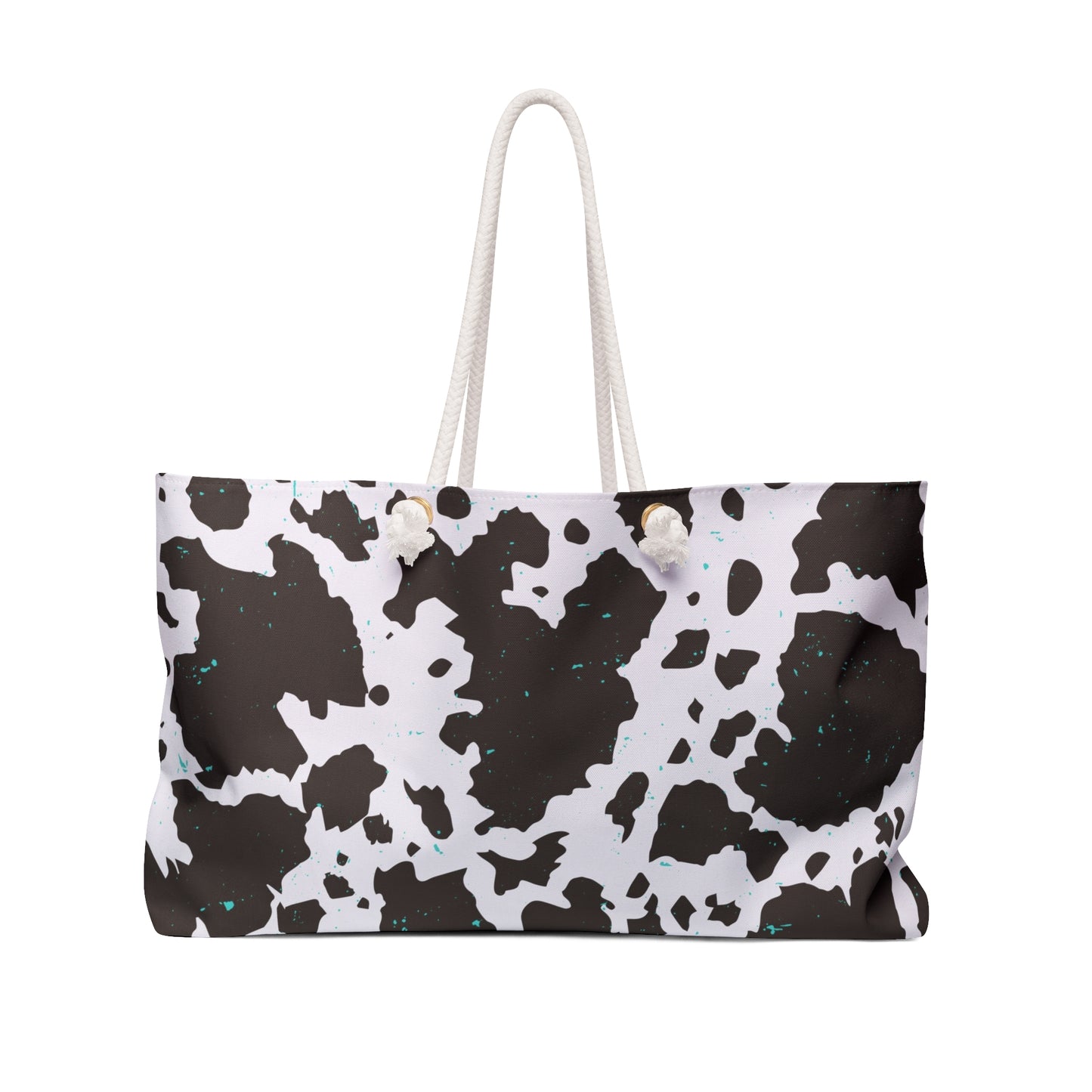 Western Cowprint with Turquoise Specs Tote Weekender Bag, Extra Large, Travel, Punchy, Luggage, Travel