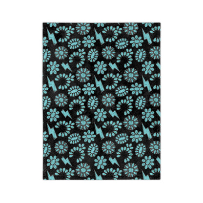 Western Turquoise Velveteen Microfiber Blanket