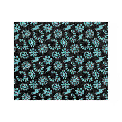 Western Turquoise Velveteen Microfiber Blanket