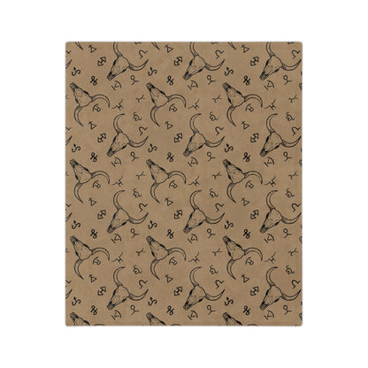 Western Brand Cow Skull, Velveteen Microfiber Blanket