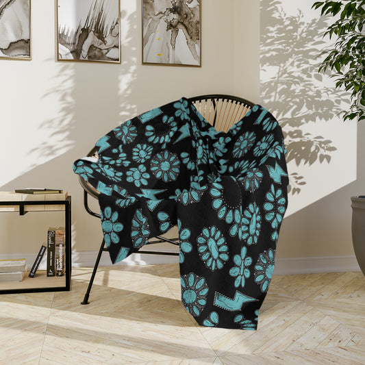 Western Turquoise Velveteen Microfiber Blanket