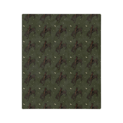 Green Midnight Cowboy, Western, Rodeo,  Microfiber Blanket