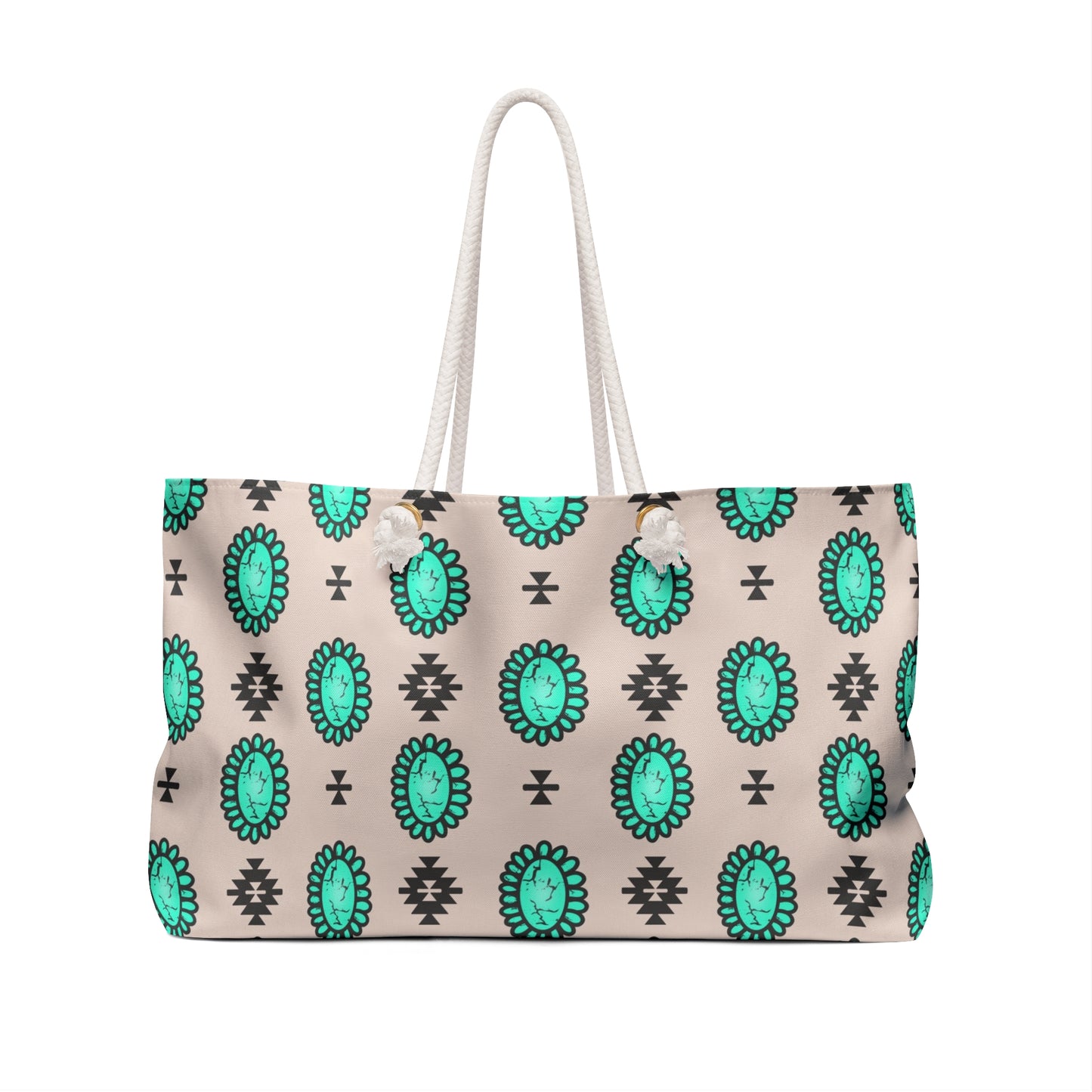 Western Turquoise Aztec Tote Weekender Bag, Extra Large, Punchy, Western Luggage, Travel Bag, Country