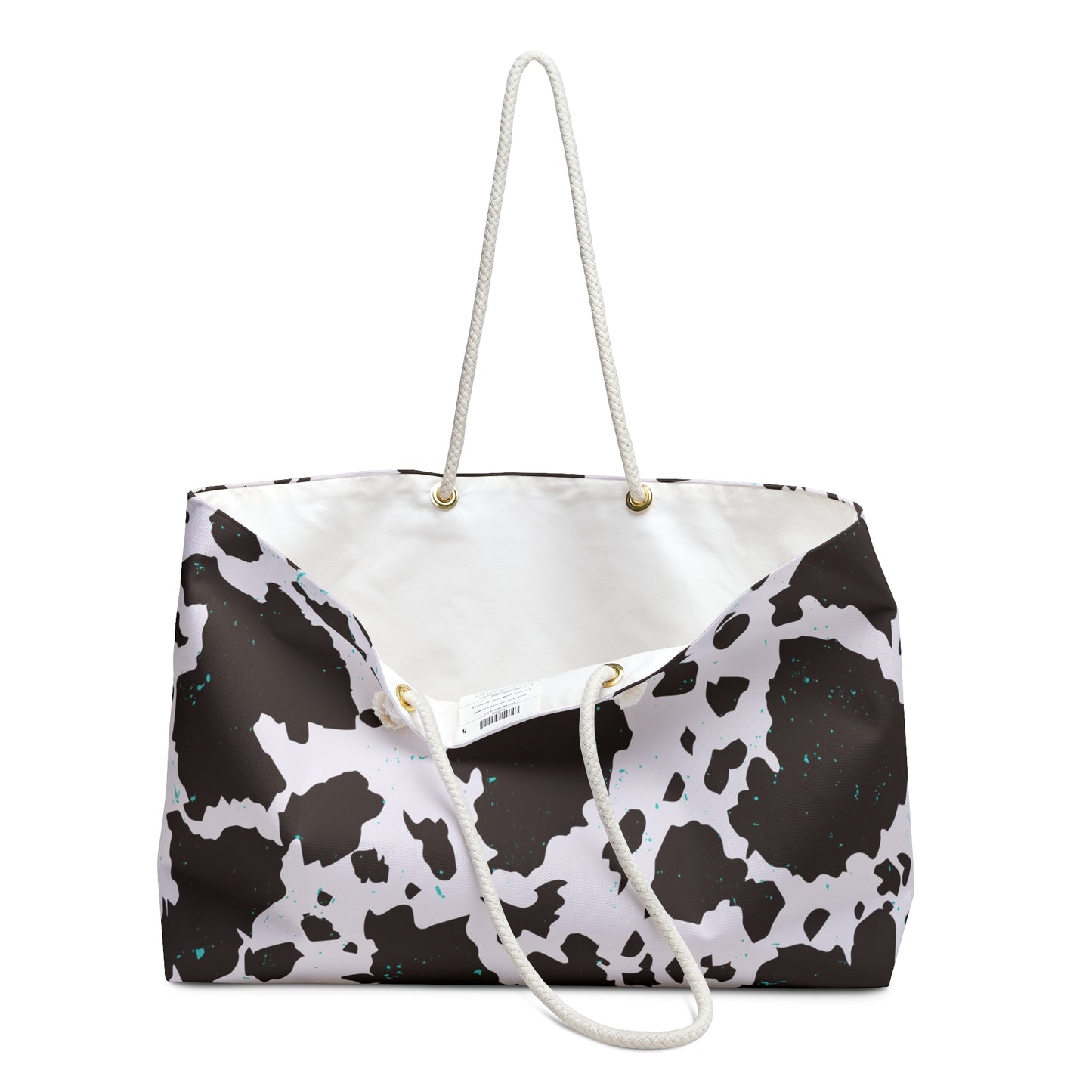 Western Cowprint with Turquoise Specs Tote Weekender Bag, Extra Large, Travel, Punchy, Luggage, Travel