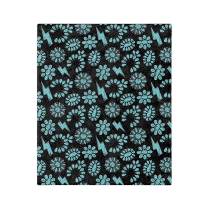 Western Turquoise Velveteen Microfiber Blanket