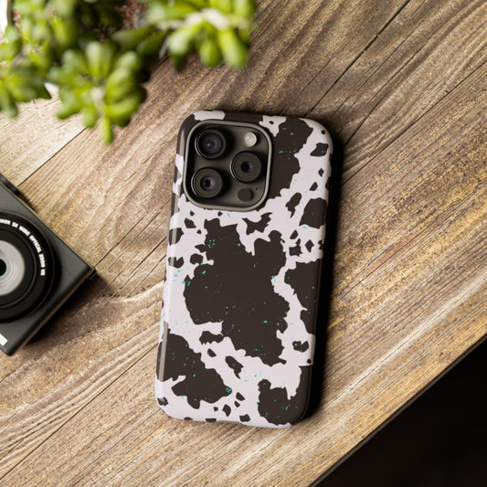 Cowprint with Turquoise Specs Tough Phone Cases -  Multiple Phone Styles!