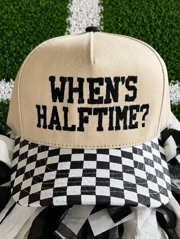When's Halftime? - Black Checkered Trucker Hat