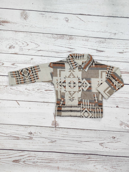 Kids Khaki Aztec Shacket