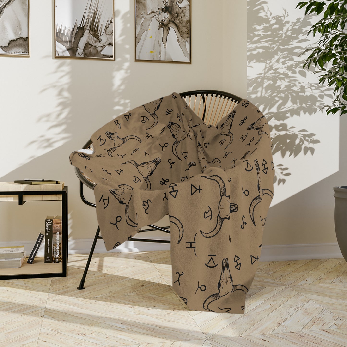 Western Brand Cow Skull, Velveteen Microfiber Blanket