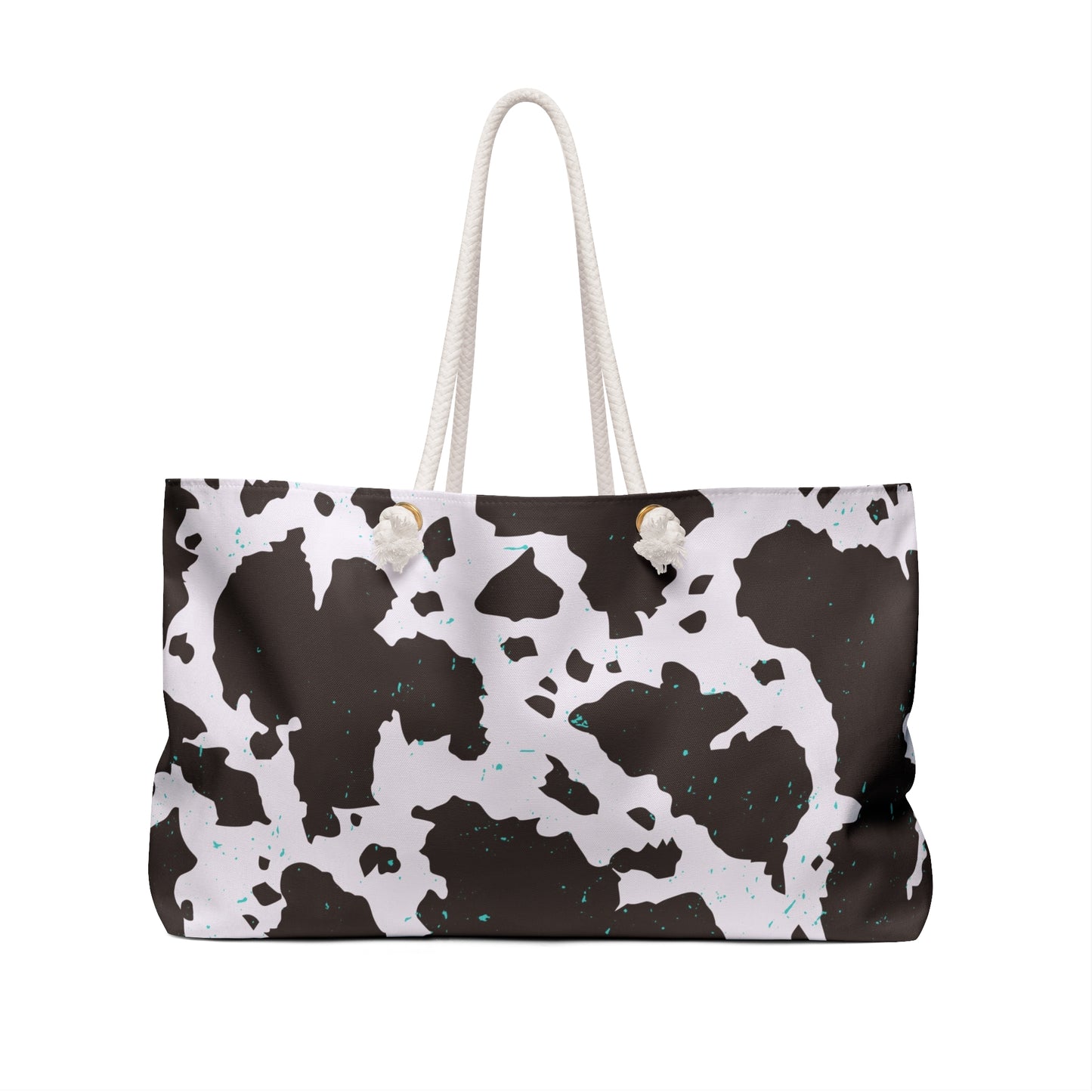 Western Cowprint with Turquoise Specs Tote Weekender Bag, Extra Large, Travel, Punchy, Luggage, Travel