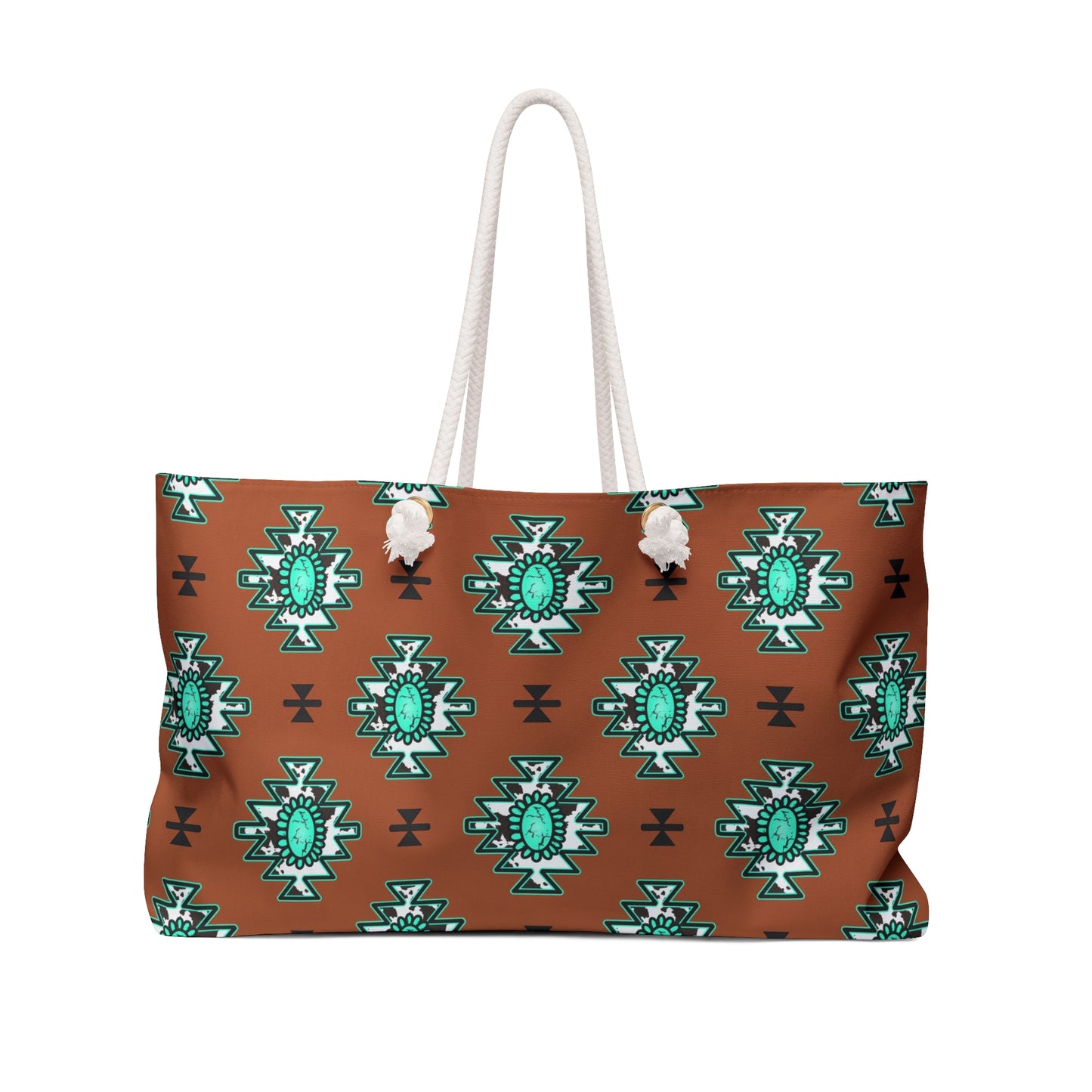 Western Turquoise Aztec Tote Weekender Bag, Extra Large, Travel, Punchy, Luggage, Travel