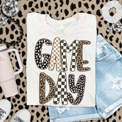 Checkered Leopard Game Day - Comfort Colors Tee