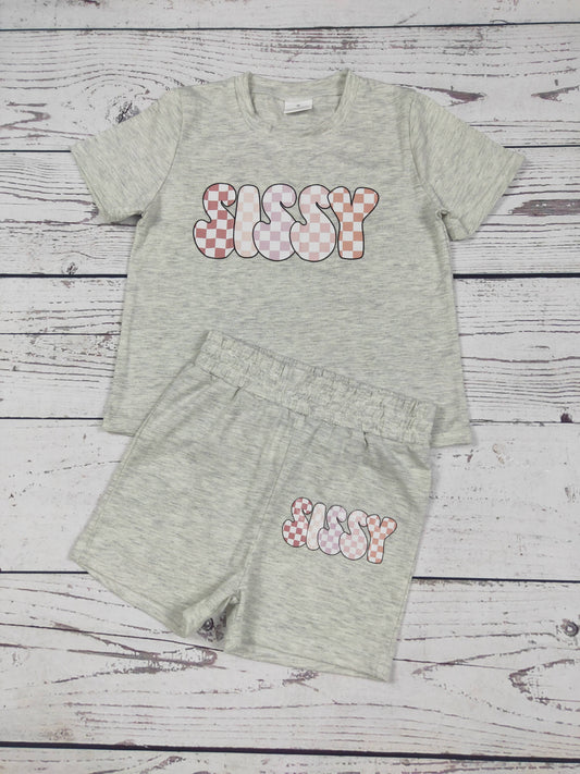 Checkered SISSY Kids Matching Shorts and Tee Set