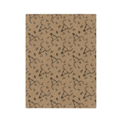 Western Brand Cow Skull, Velveteen Microfiber Blanket