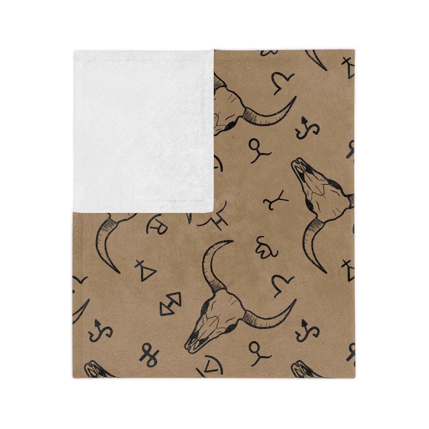 Western Brand Cow Skull, Velveteen Microfiber Blanket