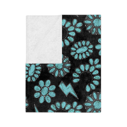 Western Turquoise Velveteen Microfiber Blanket