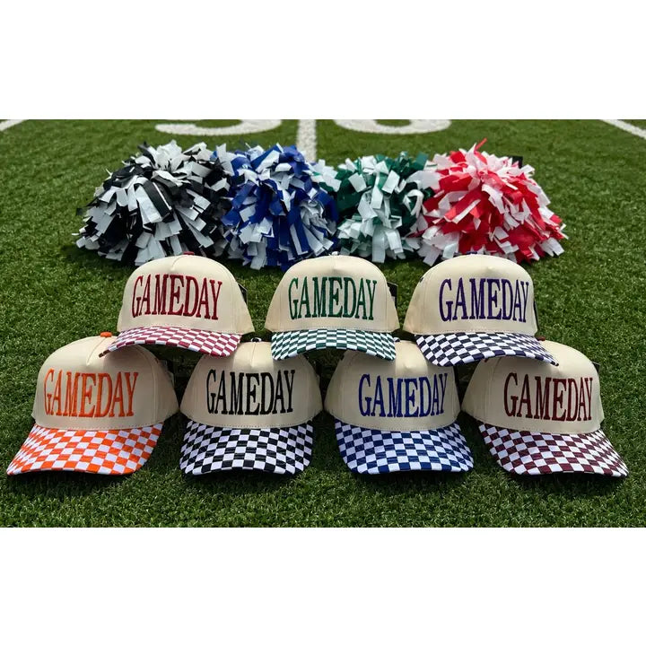 Checkered Game Day Embroidered - Trucker Hat