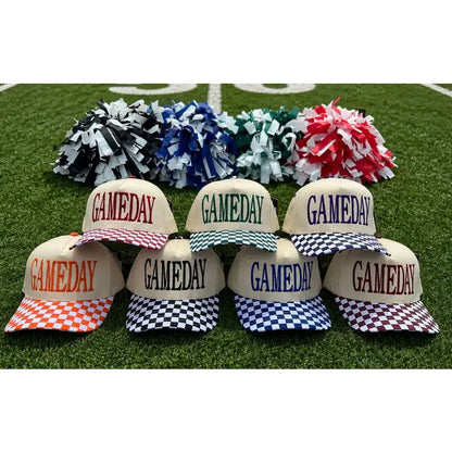 Checkered Game Day Embroidered - Trucker Hat