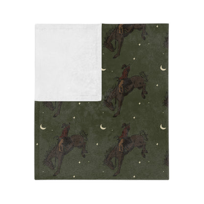Green Midnight Cowboy, Western, Rodeo,  Microfiber Blanket