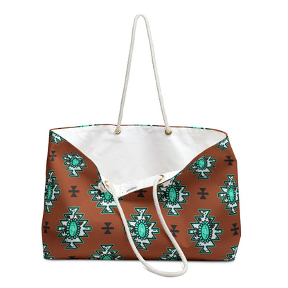 Western Turquoise Aztec Tote Weekender Bag, Extra Large, Travel, Punchy, Luggage, Travel