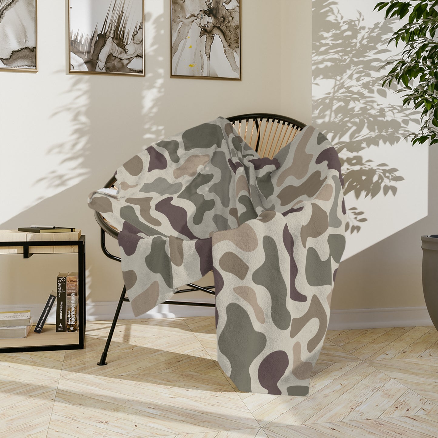 Retro Old School Duck Camo Velveteen Microfiber Blanket