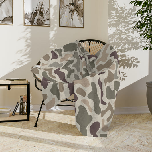 Retro Old School Duck Camo Velveteen Microfiber Blanket