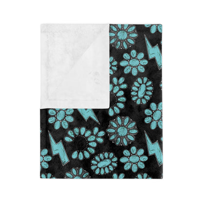 Western Turquoise Velveteen Microfiber Blanket