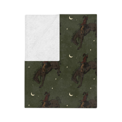 Green Midnight Cowboy, Western, Rodeo,  Microfiber Blanket