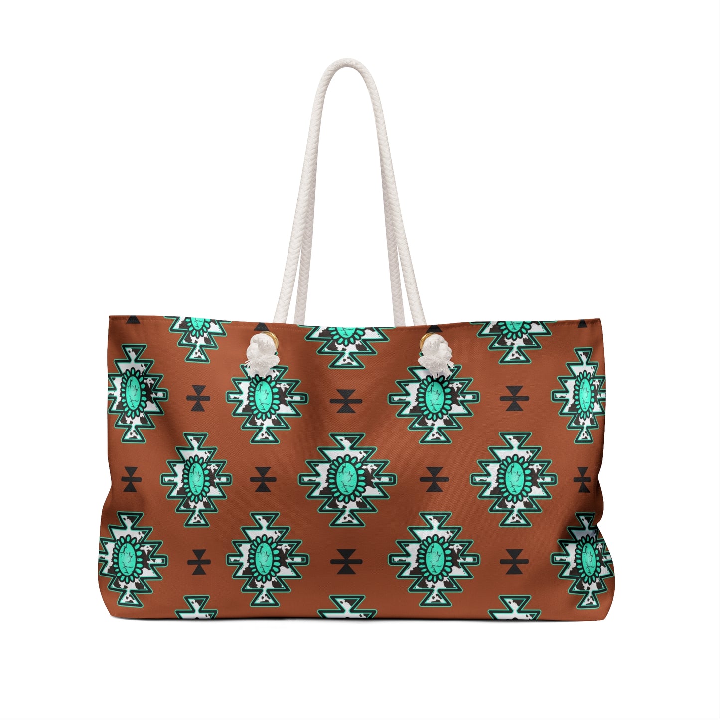Western Turquoise Aztec Tote Weekender Bag, Extra Large, Travel, Punchy, Luggage, Travel
