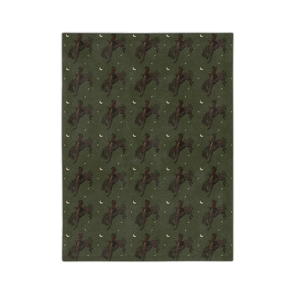 Green Midnight Cowboy, Western, Rodeo,  Microfiber Blanket