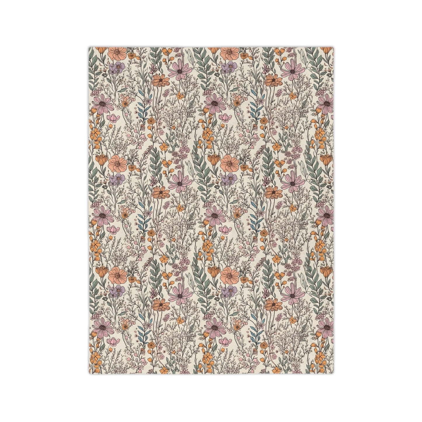 Floral, Velveteen Microfiber Blanket