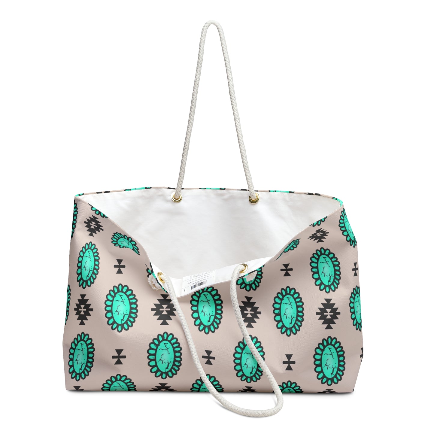 Western Turquoise Aztec Tote Weekender Bag, Extra Large, Punchy, Western Luggage, Travel Bag, Country