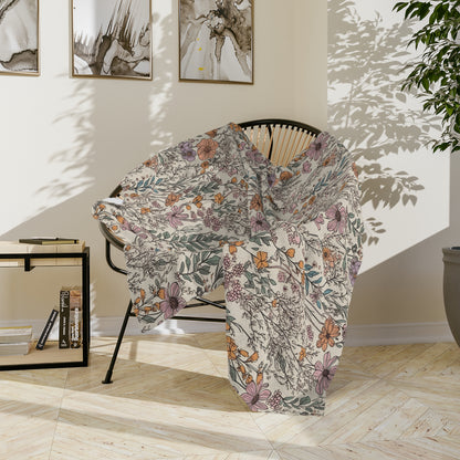 Floral, Velveteen Microfiber Blanket