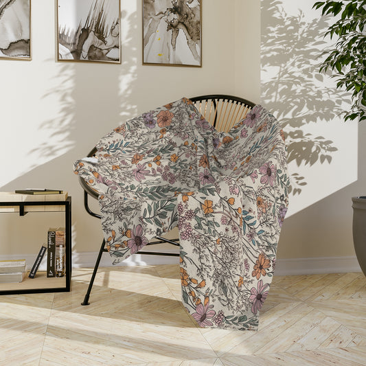 Floral, Velveteen Microfiber Blanket