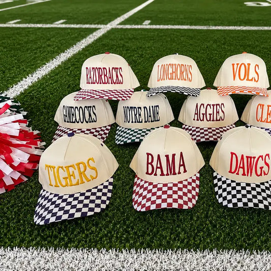 CUSTOM Checkered Game Day Embroidered - Trucker Hat