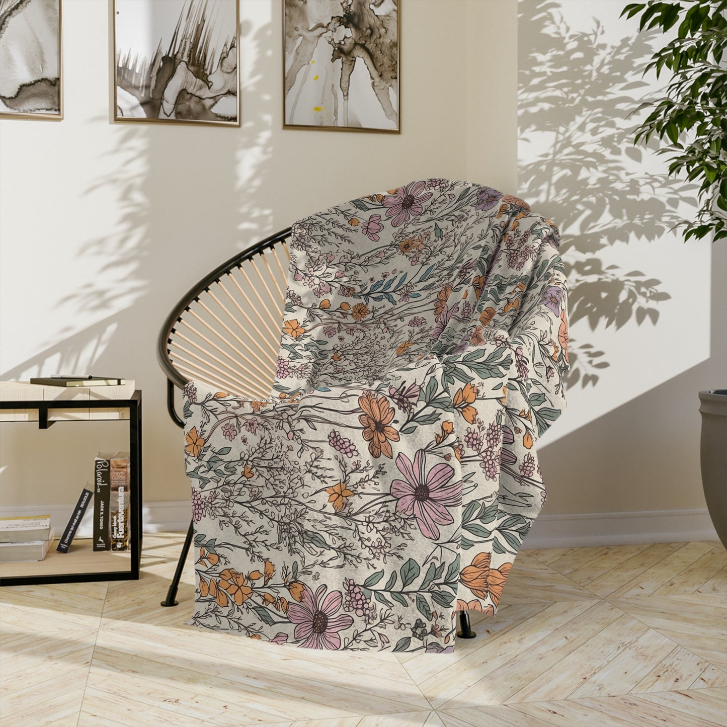 Floral, Velveteen Microfiber Blanket