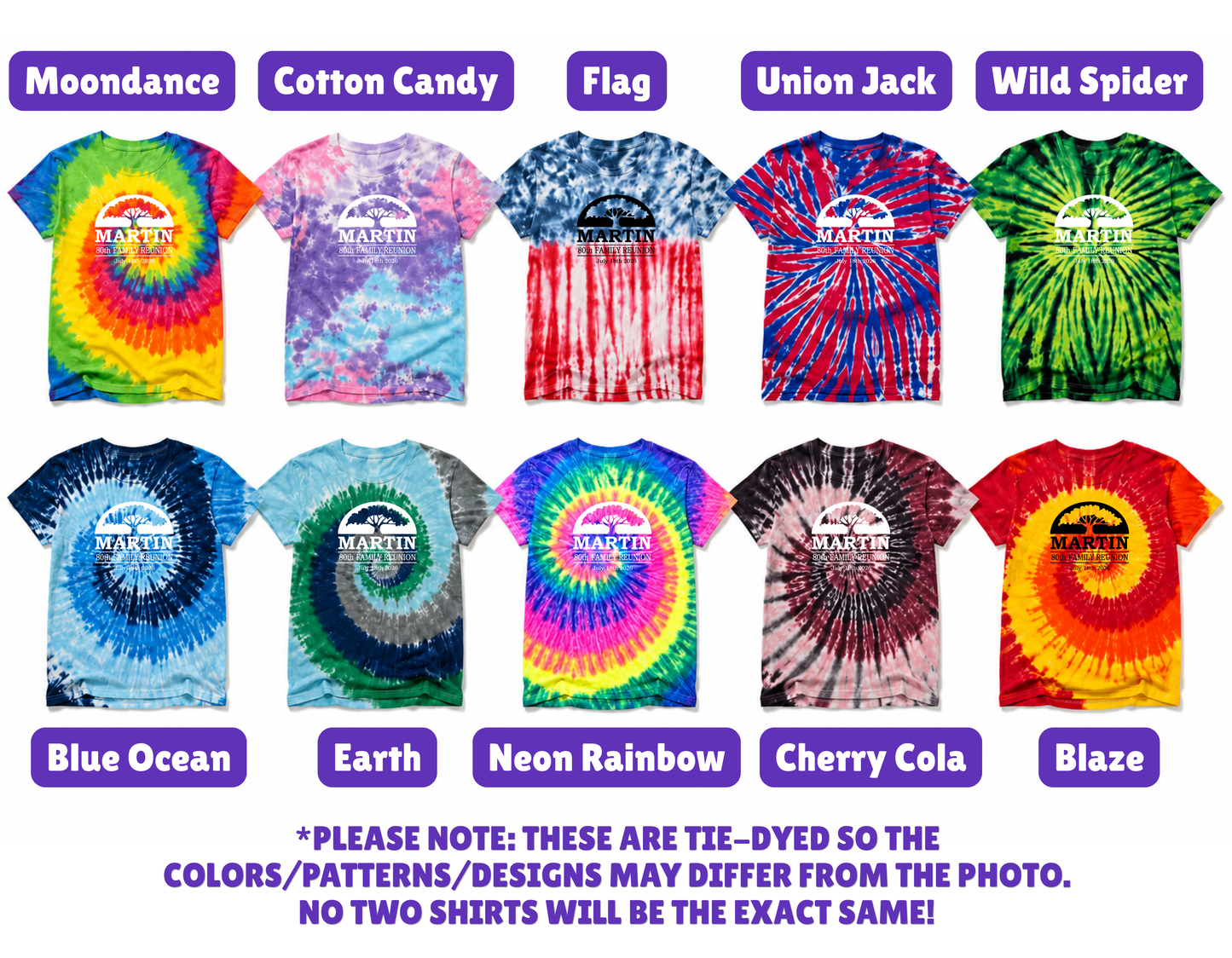 Martin Family Reunion OG Design - Adult Tie Dye T-Shirt
