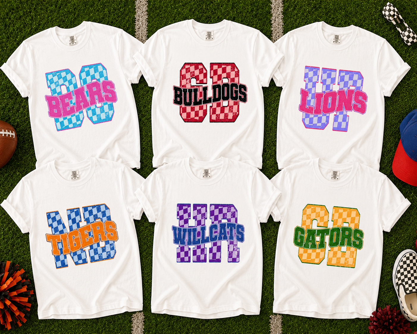 CUSTOM Checkered School Spirit - Comfort Colors Tee