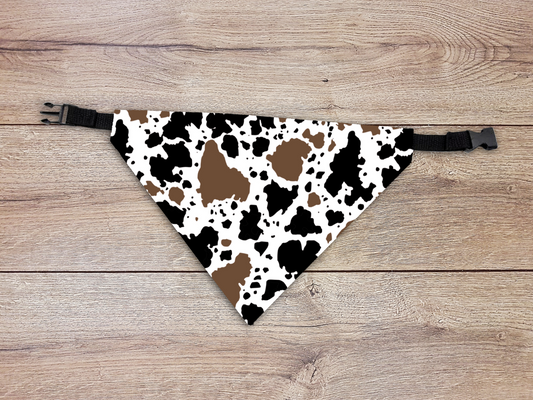 Cow Print Dog Bandana - Over The Collar