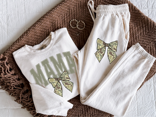 Mama Camo Bow Comfort Colors Matching Set - Multiple Colors