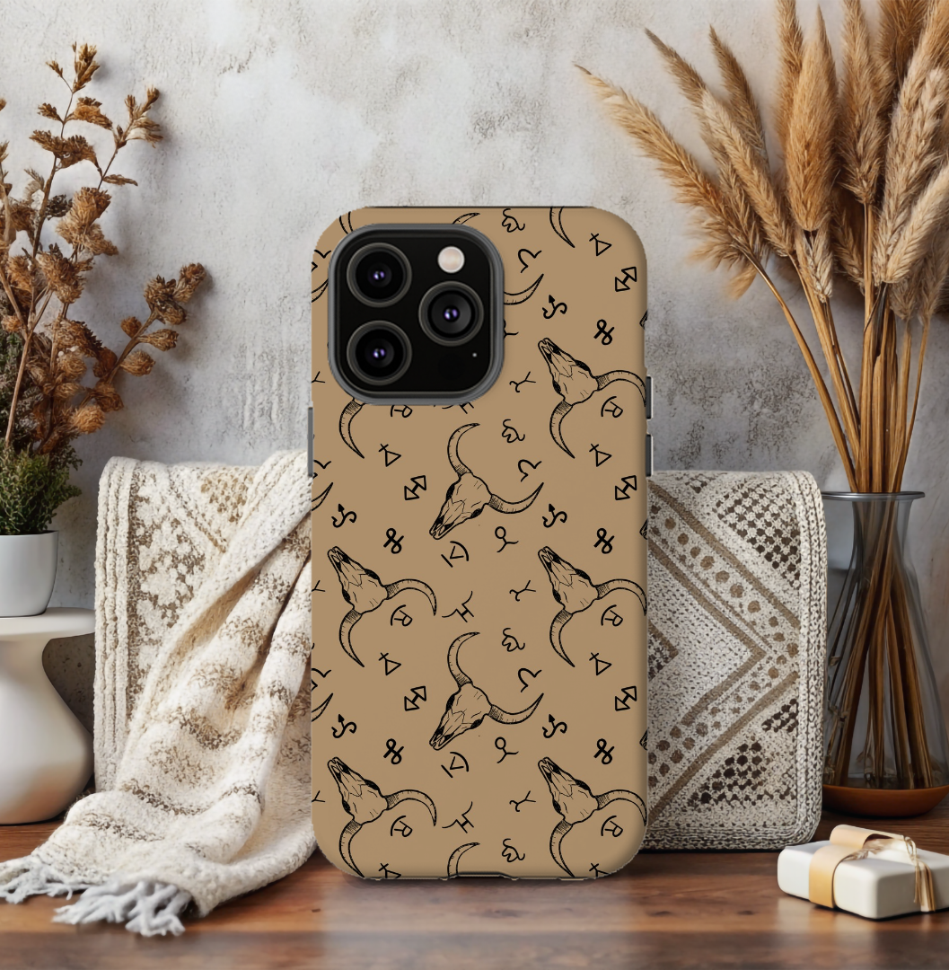 Western Cow Skull Brand Tough Phone Cases, Multiple Phone Styles!