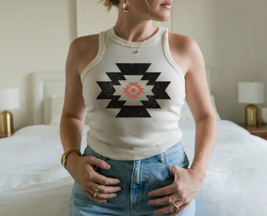 Aztec - Micro Ribbed Cropped Tank