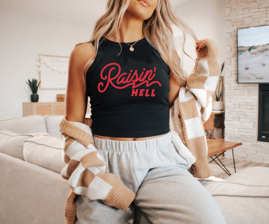 Raisin' Hell - Micro Ribbed Cropped Tank